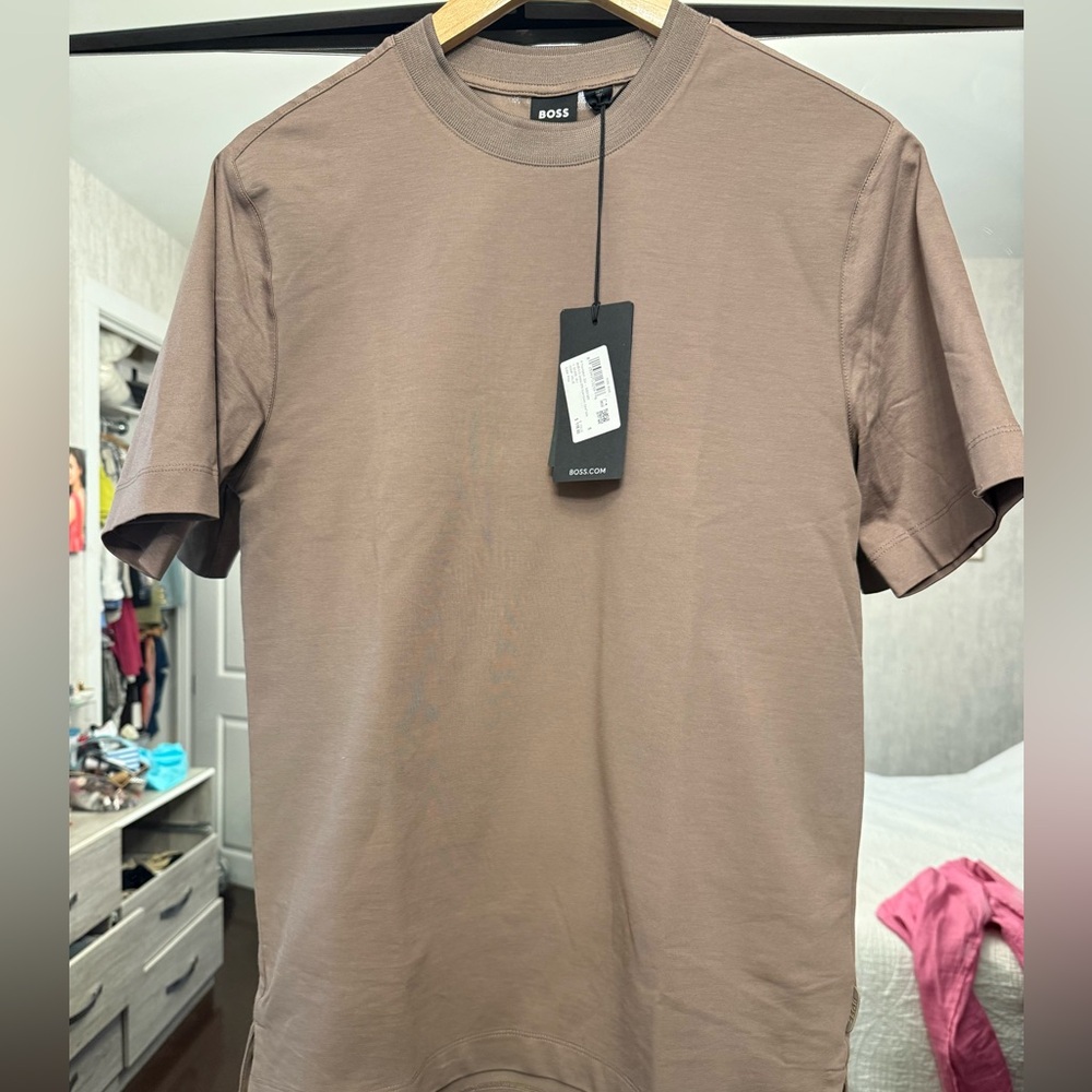 BOSS, size small, brown slim fit T-shirt, brand new with tag